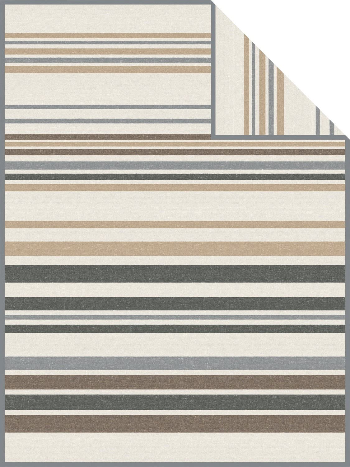 Bild von Ibena Jacquard Heimdecke Wohndecke Tanta 150x200 Streifen beige braun 1557-380