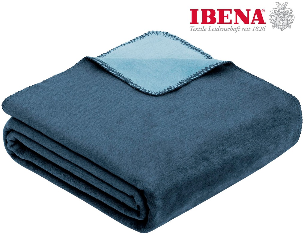 Bild von Ibena Dublin Kuscheldecke 150x200 cm - Wendedecke Petrol türkis, angenehm warm und besonders weiche Baumwollmischung, hervorragende Qualität