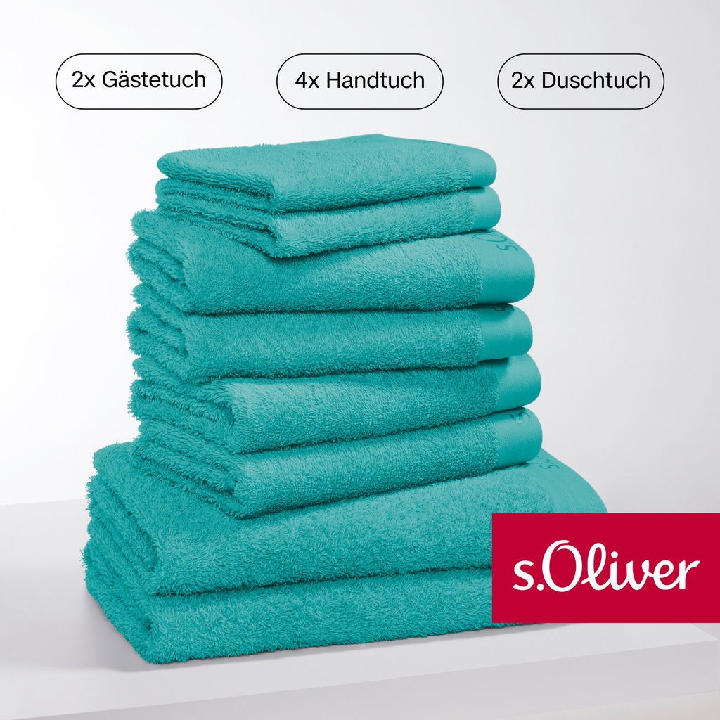 Bild von s.Oliver Handtuch Set "s. Oliver, besonders weich und saugfähig", (Set, 8 St., 2 Gästetücher 30x50 cm-4 Handtücher 50x100 cm-2 Duschtücher 70x140 cm), 2 Gästetücher 30x50, 4 Handtücher 50x100, 2 Duschtücher 70x140