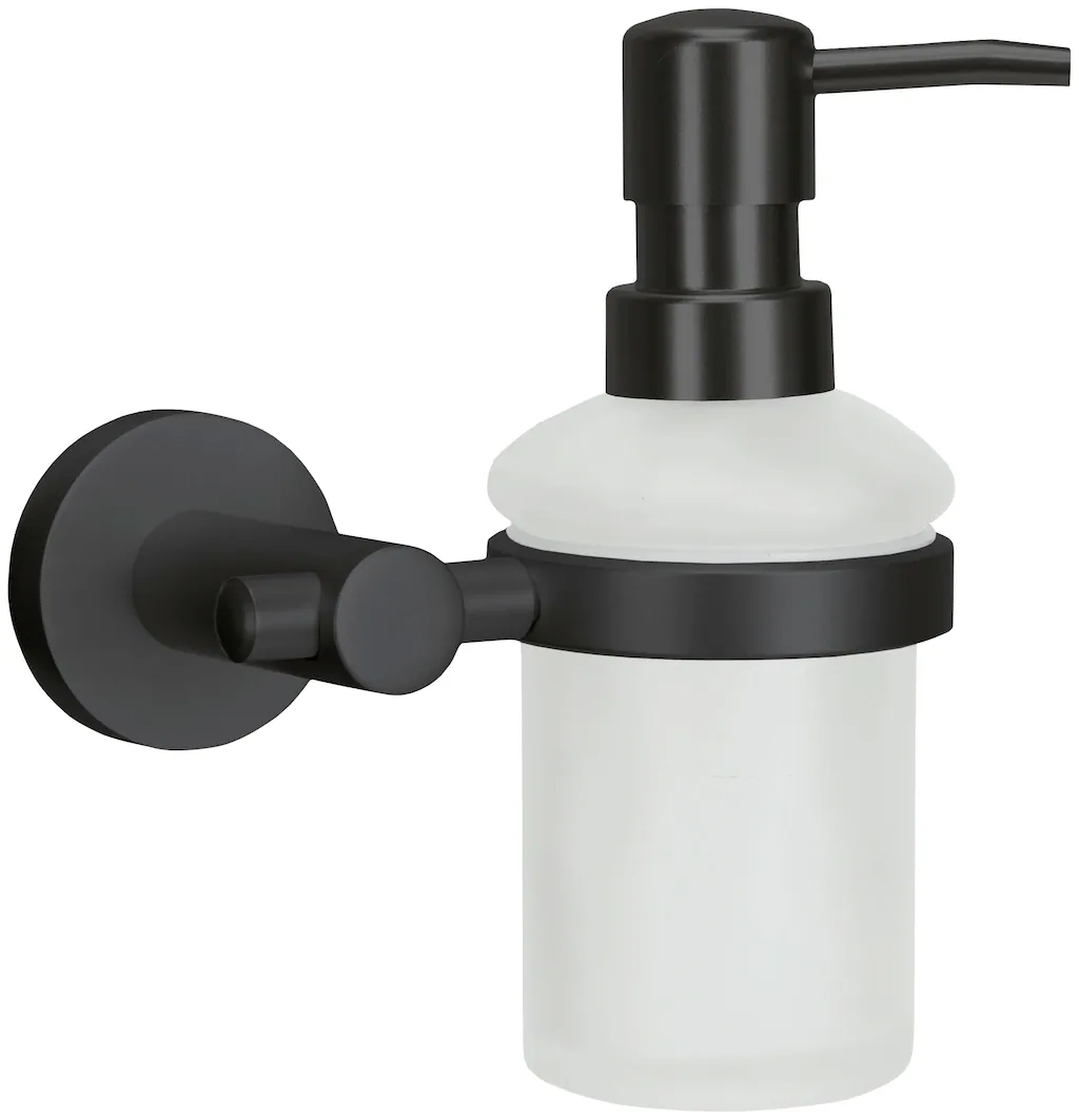 Bild von Kleine Wolke Wand-Seifenspender Apollo Nero, Wandaccessoire, Farbe Milky, Material: Aluminium, Glas