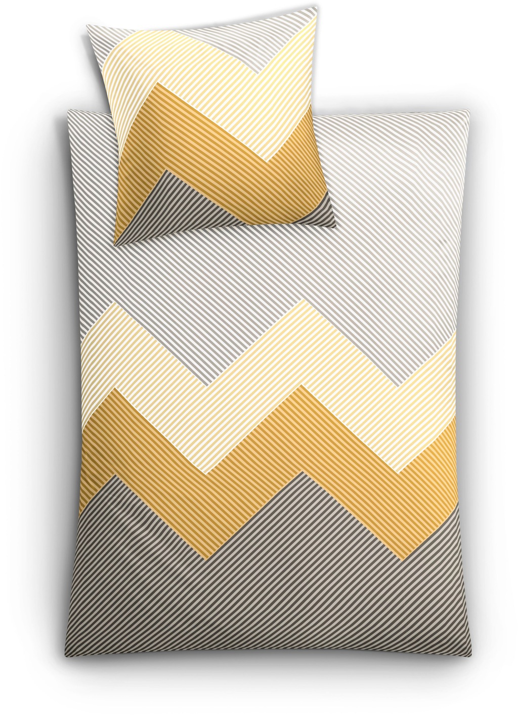 Bild von Kleine Wolke Mako-Satin Bettwäsche Lykke gelb/grau 155x220+80x80 cm (507675)