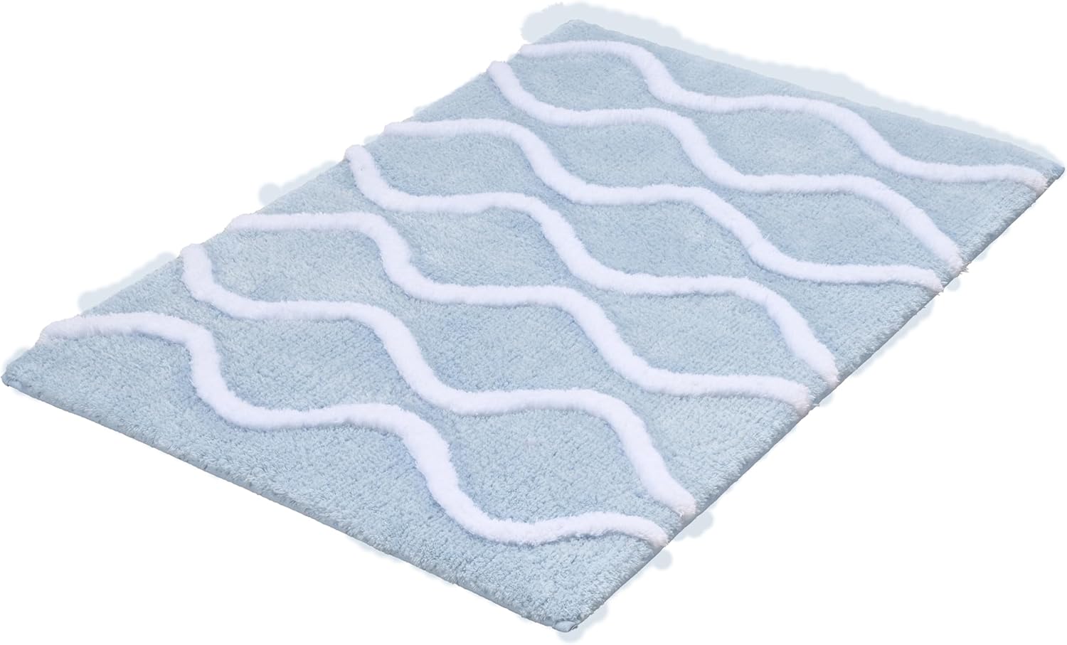 Bild von Kleine Wolke Badematte Piana, Höhe 23 mm, rutschhemmend beschichtet, fußbodenheizungsgeeignet, Polyester, rechteckig, Badteppich, modernes Wellen 3D-Design