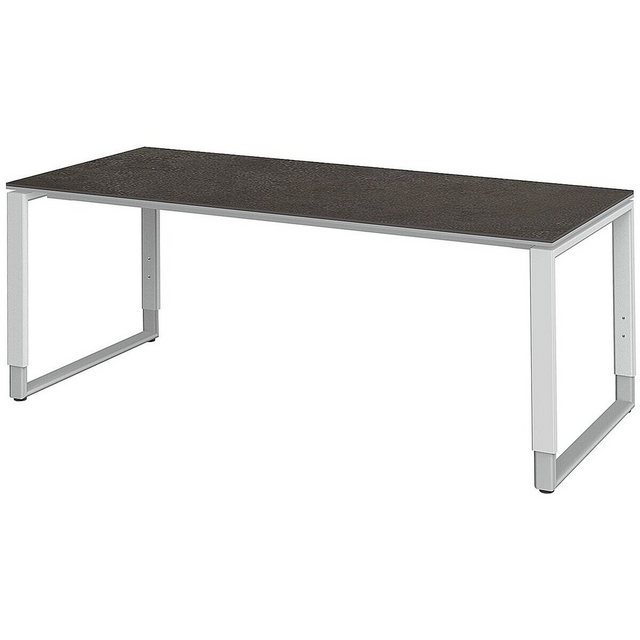 Bild von röhr Imperia höhenverstellbarer Schreibtisch quarzit rechteckig, Kufen-Gestell weiß 180,0 x 80,0 cm