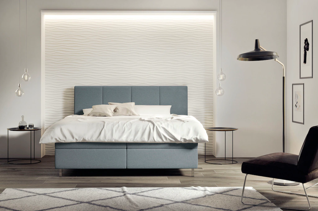 Bild von Schlaraffia Boxspringbett »Saga«, GELTEX® Next Topper, Metallfuß in Chrom, niedriges Kopfteilhöhe 113 cm