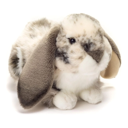 Bild von Teddy Hermann 937333 - Widderkaninchen sitzend grau-weiß gescheckt, Plüschtier, 23 cm