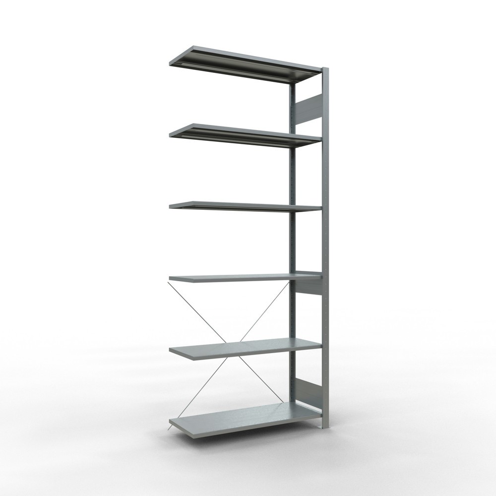 Bild von SCHULTE Lagertechnik Anbauregal, Fachbodenregal Stecksystem MULTIplus150, 250 x 100 x 40 cm (HxBxT), 6 Fachböden, Kreuzstrebe, verzinkt