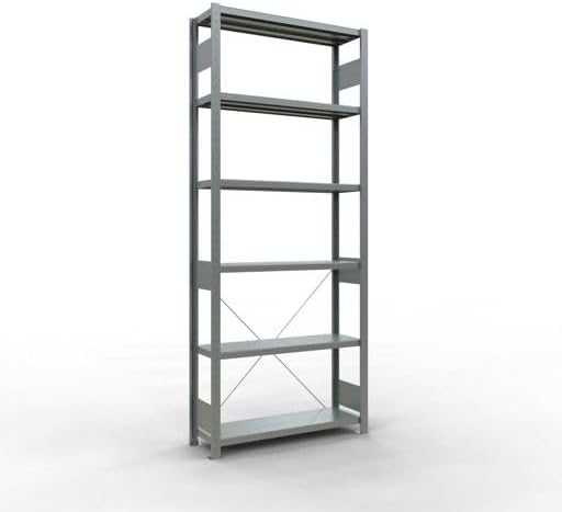Bild von SCHULTE Anbauregal, lichtgrau RAL 7035, mit 7 böden, Traglast 330 kg/Boden, Feldlast 2000 kg, BxTxH 1000x500x3000 mm