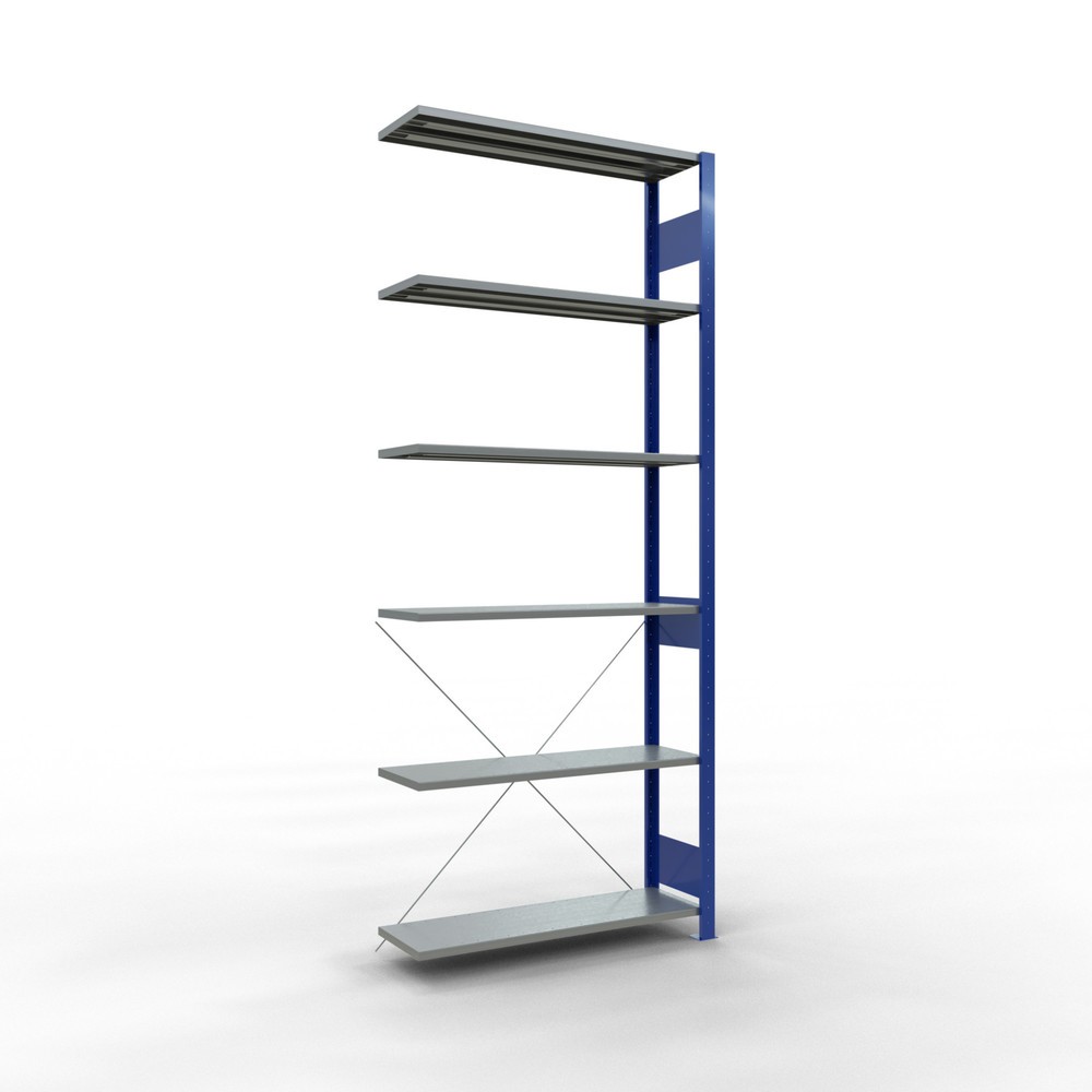 Bild von SCHULTE Fachbodenregal Stecksystem, AF, FL 150 kg, enzianblau/verzinkt, HxBxT 2.500 x 1.000 x 300 mm