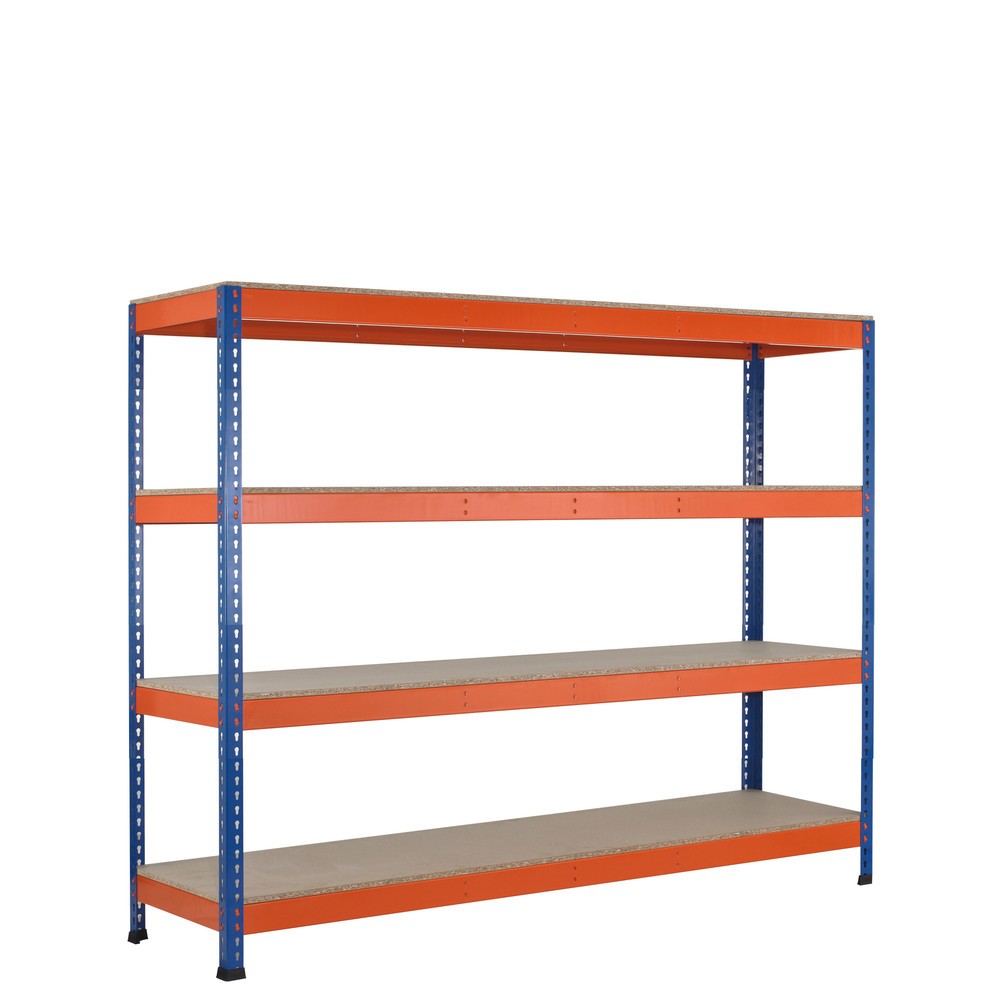 Bild von SCHULTE Lagertechnik Steckregal Weitspannregal Z1 mit Spanplatten, 1981 x 2450 x 621 mm, 4 Ebenen