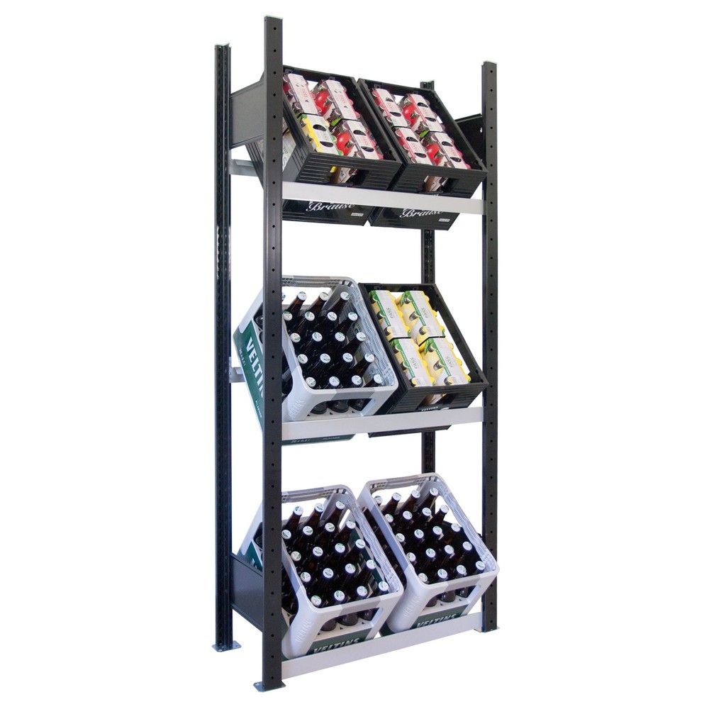 Bild von SCHULTE Lagertechnik Steckregal Grundregal, Getränkekistenregal 1800 x 750 x 300 mm, 3 Ebenen á 60 kg Fachlast für 6 Getränkekisten