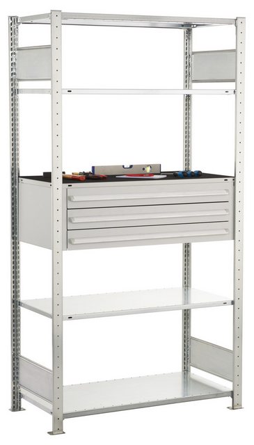 Bild von SCHULTE Lagertechnik Steckregal Grundregal, Schubladenregal MULTIplus150, 2000 x 1000 x 500 mm, Schubladen und Abdeckung belastbar bis je 70 kg
