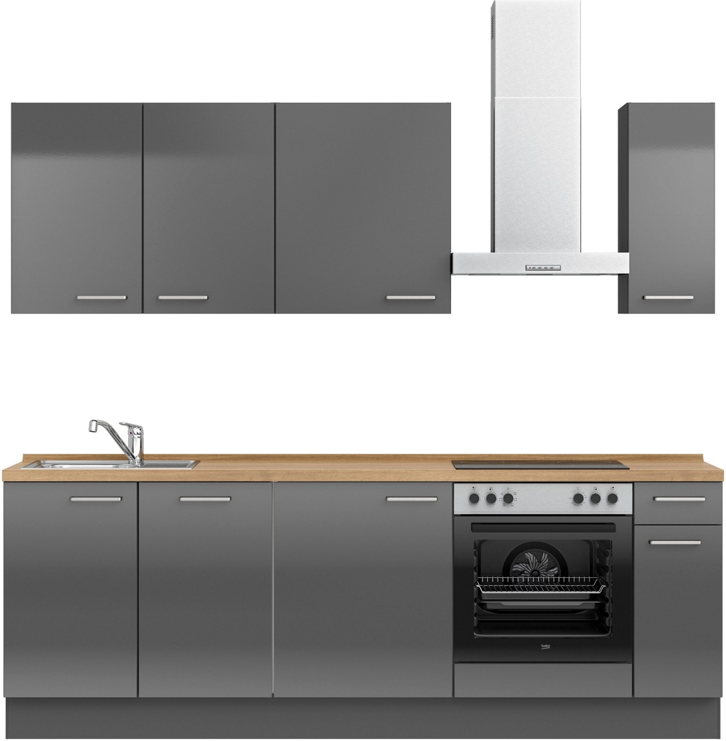 Bild von nobilia® Küchenzeile »"Flash basic"«, vormontiert, Ausrichtung wählbar, Breite 240 cm, wahlw. mit E-Geräten