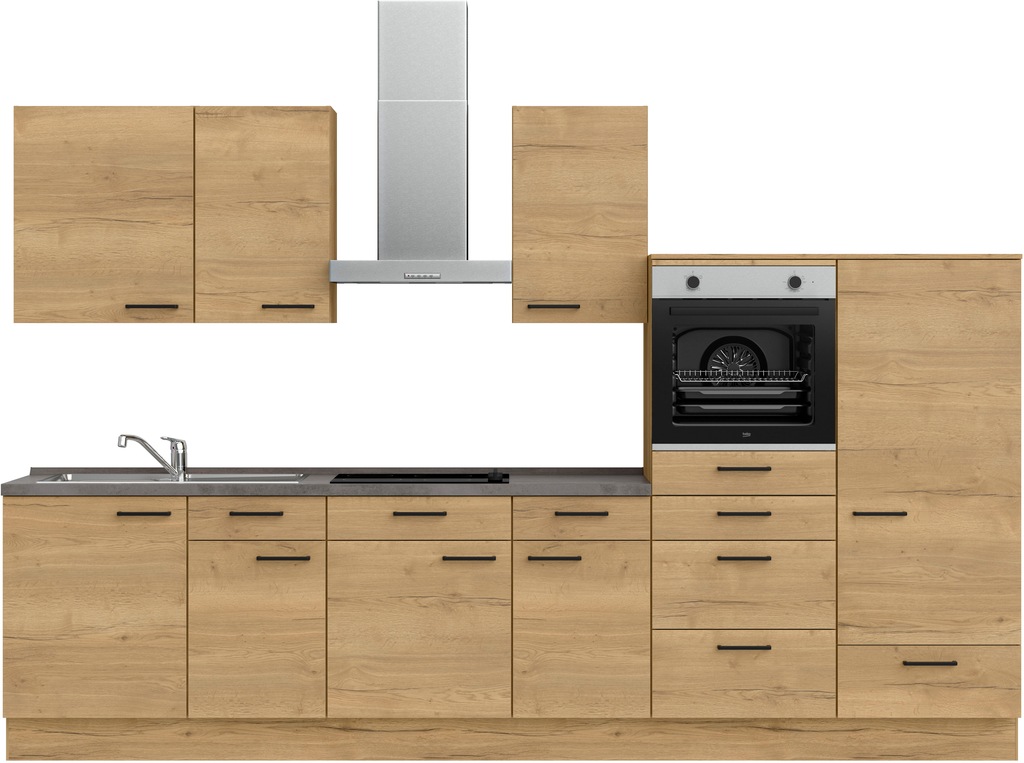 Bild von nobilia® Küchenzeile »"Structura basic"«, vormontiert, Ausrichtung wählbar, Breite 330 cm, wahlw. mit E-Geräten