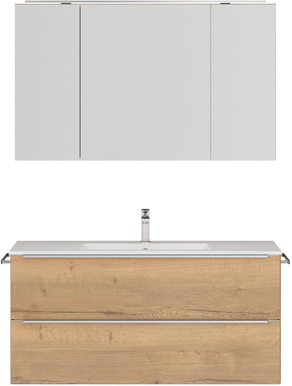 Bild von nobilia® Badmöbel-Set »Levere«, (2 St., vormontiert, mit Soft-Close), inkl. Spiegelschrank mit Beleuchtung und Dimmerfunktion, in 4 Breiten