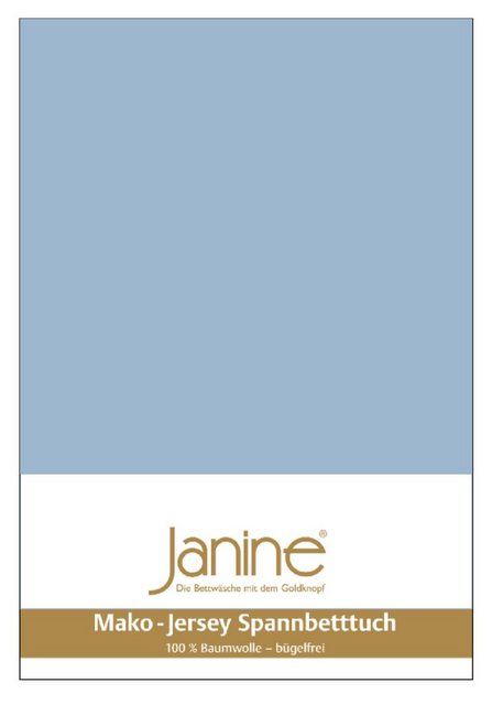 Bild von Janine Mako-Jersey Spannbetttuch Spannbettlaken 100% naturreine Baumwolle 32 perlblau 90-100cm x 190-200cm