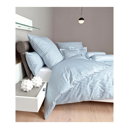 Bild von Mako-Satin-Bettwäsche 'Classic Lines' perlblau 200X200/2x80x80