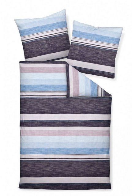 Bild von Janine Bettwäsche Janine Moments Mako-Satin Bettwäsche 200x200 98019-05 blau, Mako-Satin, 3 teilig