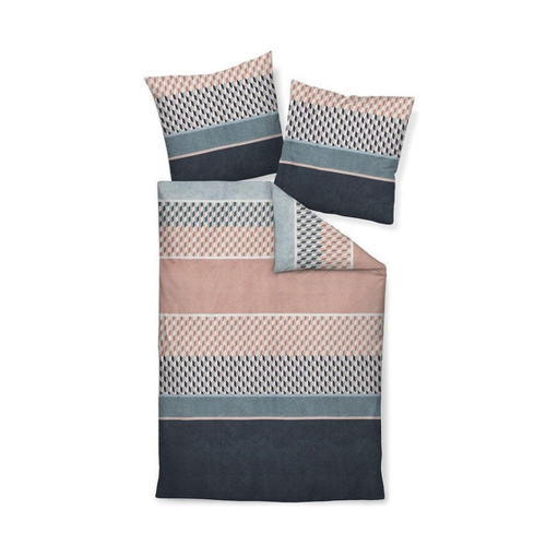 Bild von Janine Moments Mako-Satin Bettwäsche 200x220 Vintage Blau Koralle