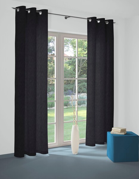 Bild von Vorhang WIRTH "Java" Gr. 1, blau (dunkelblau), B:142cm H:150cm, Jacquard, Elasthan, Baumwolle, Gardinen, dark blue denim