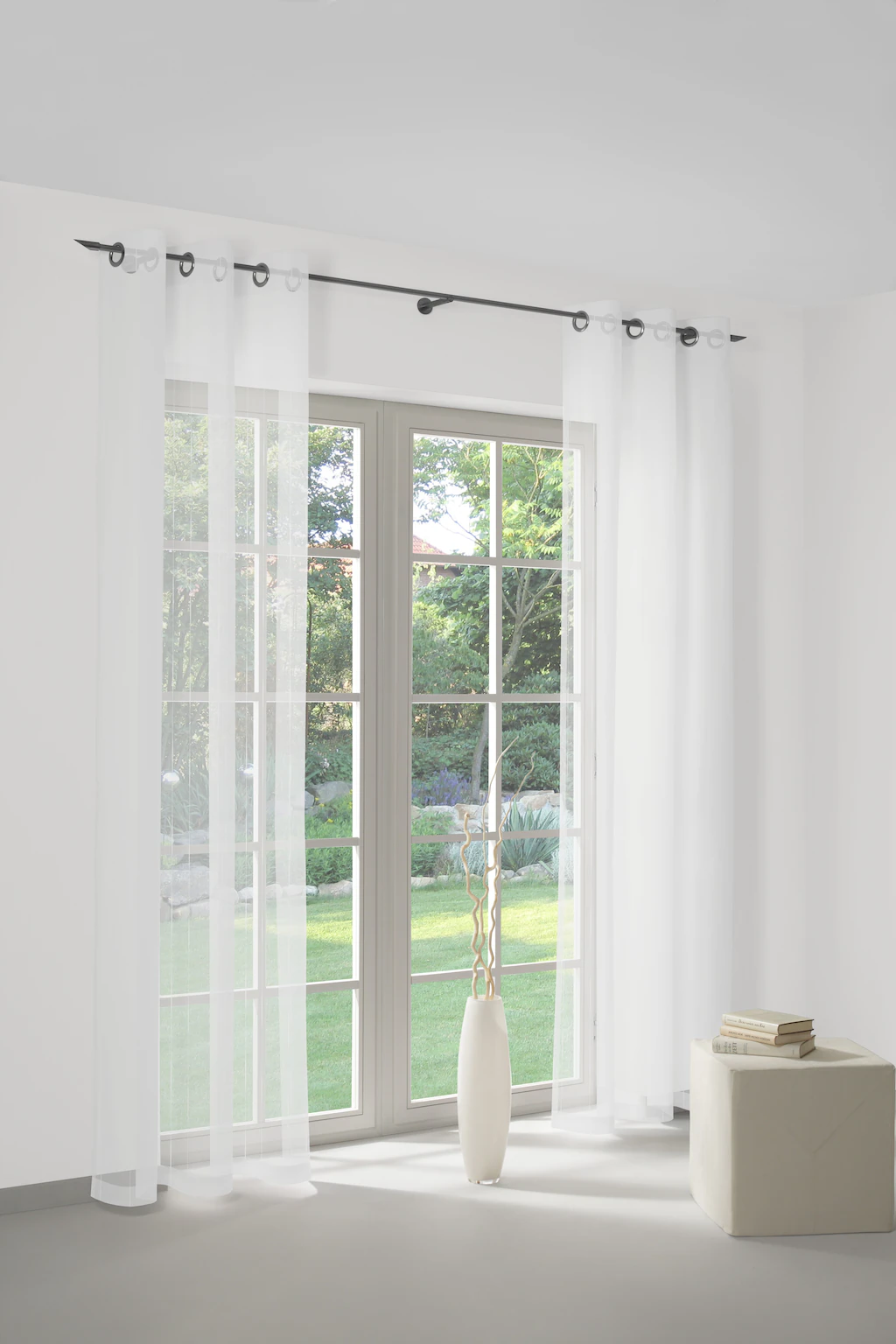 Bild von Gardine WIRTH "Manuela", weiß, B:600cm H:260cm, Polyester, Gardinen, Fertig-Store mit Metallösen nach Maß