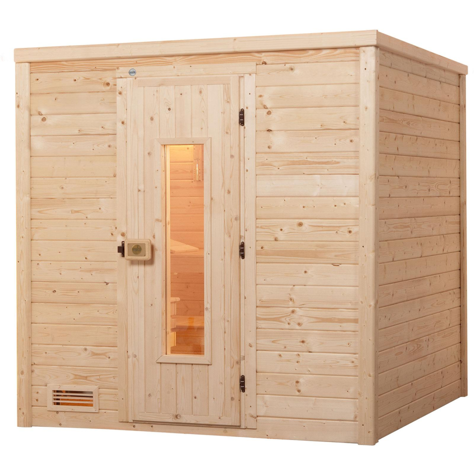 Bild von weka Sauna Bergen, BxTxH: 195,5 x 178 x 205 cm, 45 mm, (Set) 7,5 kW-Ofen mit digitaler Steuerung