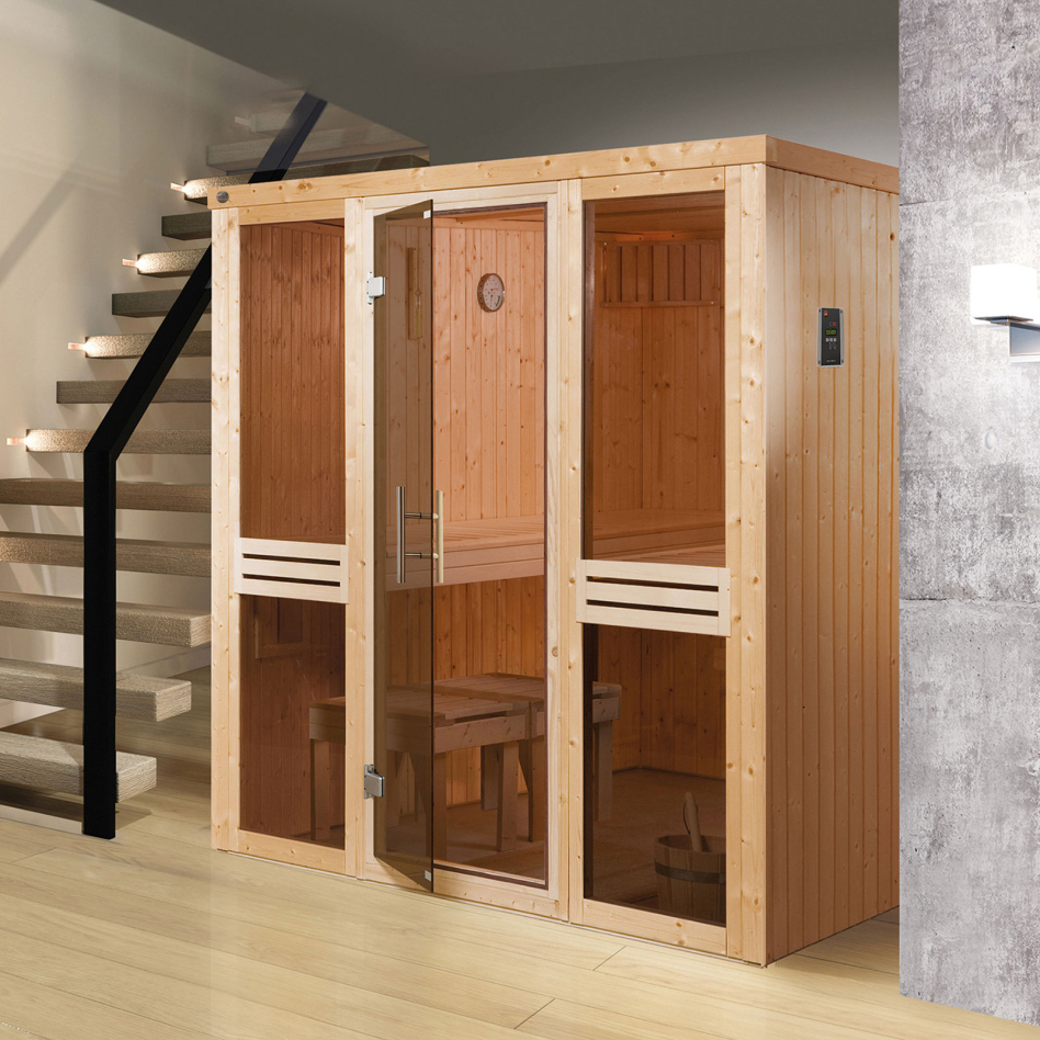 Bild von WEKA Sauna »Kaarina 2«, ohne Ofen, 177 x 199 x 194 cm, mit Fenster - beige