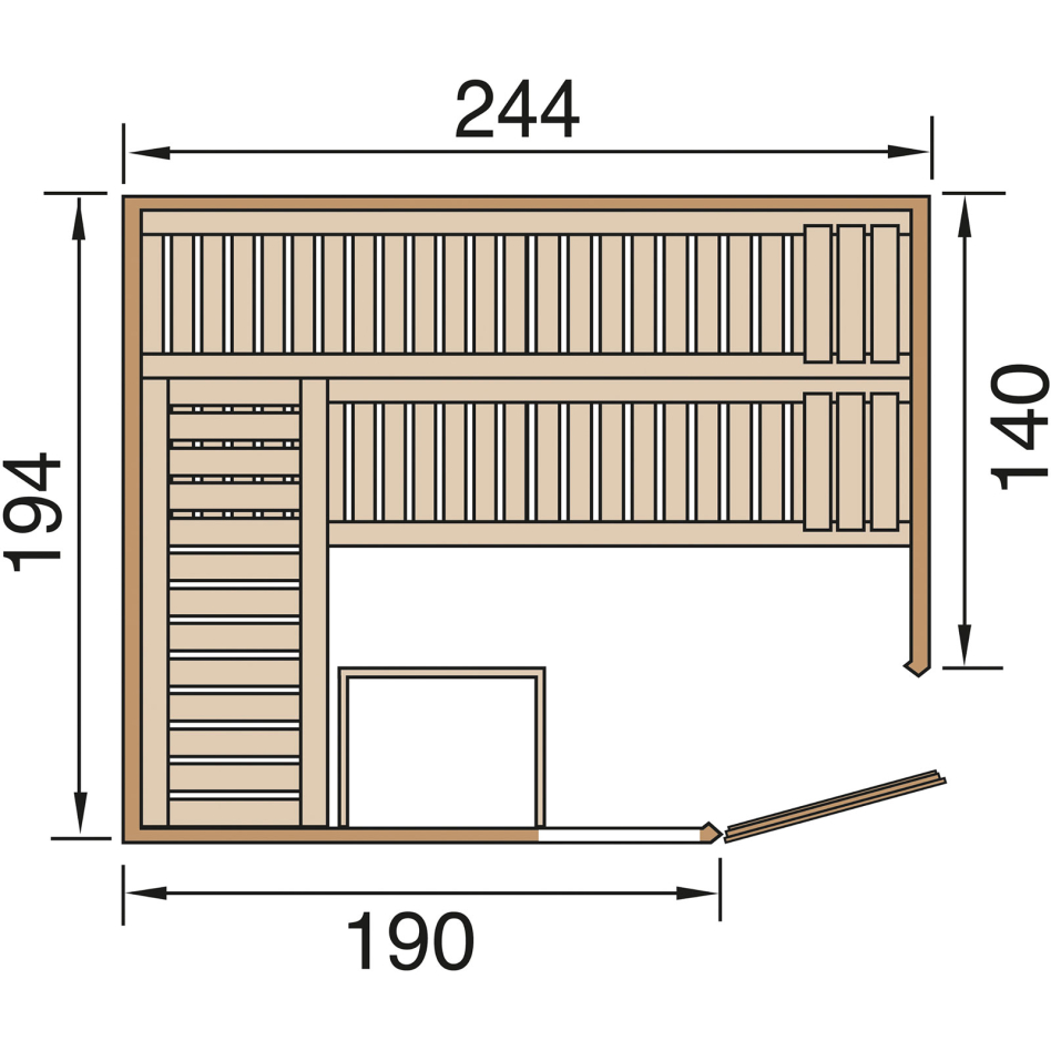 Bild von weka Sauna Ecksauna VARBERG naturbelassene Fichte inklusive Ofen, Glastür & Fensterelement, 244x194 cm,ohne Ofen
