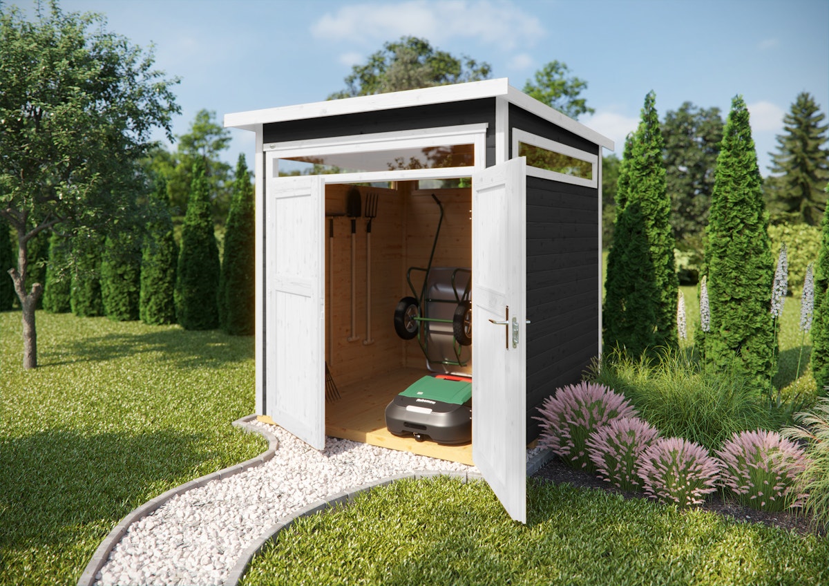 Bild von Weka Gartenhaus 265 mit Oberlichtern - 21 mm anthrazit 205 x 209 cm (Gr. 2) - 50 % Rabatt auf Dacheindeckung