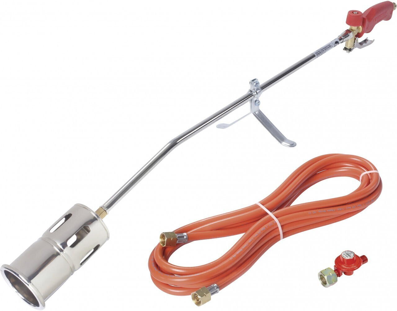 Bild von ROTHENBERGER Industrial Anwärmbrenner | Gasbrenner | Abflammgerät | Unkraut Vernichter | Bitumenbahnen schweißen | RoMaxi PREMIUM-Brennerkopf inkl. 5m Propan Gas Schlauch | 4bar Regler 030957E