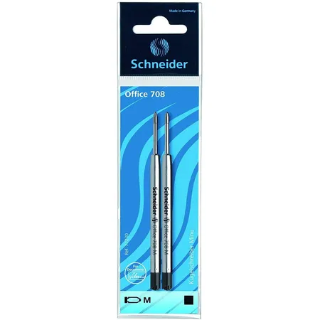 Bild von Schneider Kugelschreiber, 708 m, Edelstahl, Permanenttinte, Schwarz, Set mit Klammern
