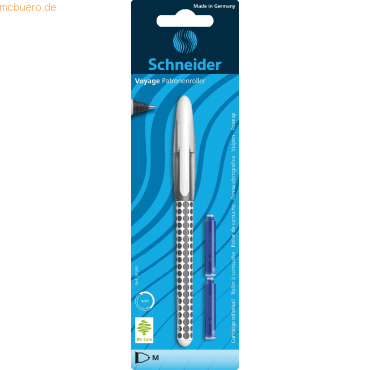 Bild von Schneider Schreibgeräte Voyage Kugelschreiber, Strichbreite M, Ultramarin, radierbar, 1 Stift und 2 Patronen