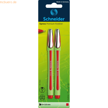 Bild von 5 x Schneider Fineliner Xpress 0,8 rot Blisterkarte VE=2 stück