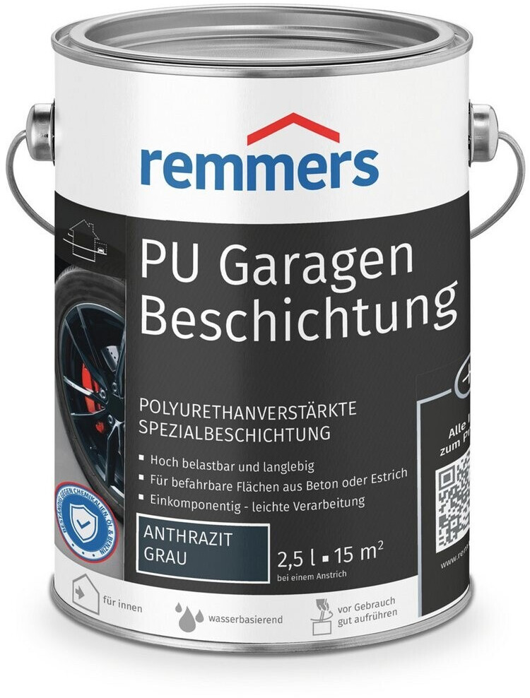 Bild von Remmers PU Garagenbeschichtung anthrazit, matt, 2,5 Liter, 2in1 Schutzanstrich, für Beschichtungen von Beton & Zementestrichflächen, für Garagenböden