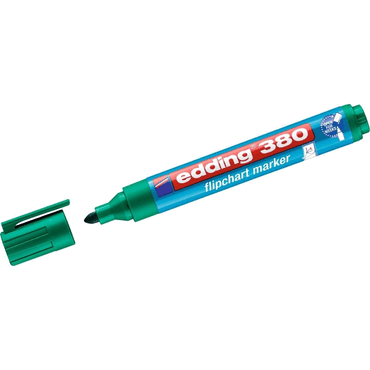 Bild von edding 380 Flipchart-Marker - grün - 1 Stift - Rundspitze 1,5-3 mm - Stift zum Schreiben, Zeichnen und Markieren auf Flipcharts - Tinte schlägt nicht durch Papier - trocknet nicht aus - farbintensiv