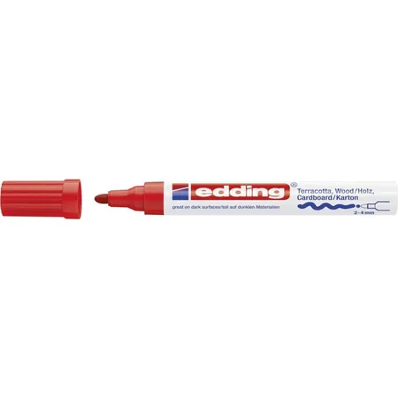 Bild von edding 4000 Farbmarker matt - 1 Marker - Rundspitze 2-4 mm - rot - zum Beschriften und Dekorieren auf rauen, dunklen oder porösen Oberflächen - ideal für Terrakotta, Karton, Holz