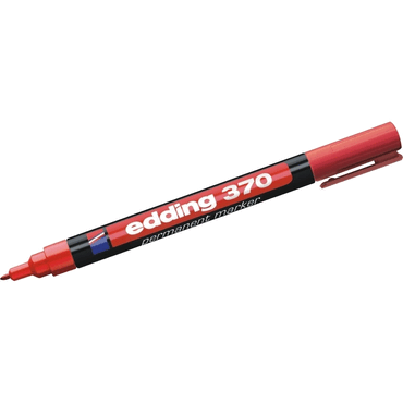 Bild von edding 370 Permanentmarker - rot - 1 Stift - feine Rundspitze 1 mm - wasserfest, schnell-trocknend - Multimarker, Universalstift - für Karton, Kunststoff, Holz, Metall, Glas, Stein, Leinwand