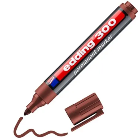 Bild von edding 300 Permanentmarker - braun - 1 Stift - Rundspitze 1,5-3 mm - wasserfest, schnell-trocknend - wischfest - für Karton, Kunststoff, Glas, Holz, Metall, Glas