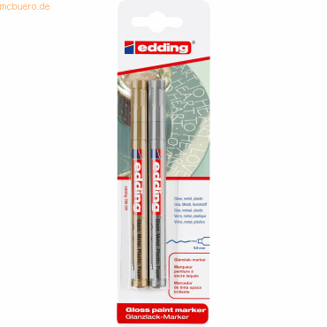 Bild von Edding 4-780-2-1-53-54 e-780/2 Lackmarker Gold, Silber 0.8 mm 2 St./Pack. (4-780-2-1-53-54)