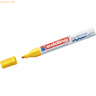 Bild von edding 750 Glanzlackmarker - gelb - 1 Lackmarker - Rundspitze 2-4 mm - Lackstift für Glas, Stein, Holz, Kunststoff und Papier - wasserfest, stark deckend