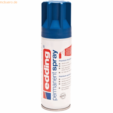 Bild von edding Sprühfarbe edding Permanent Spray enzianblau 200 ml Premium Acryllack, RAL 5010