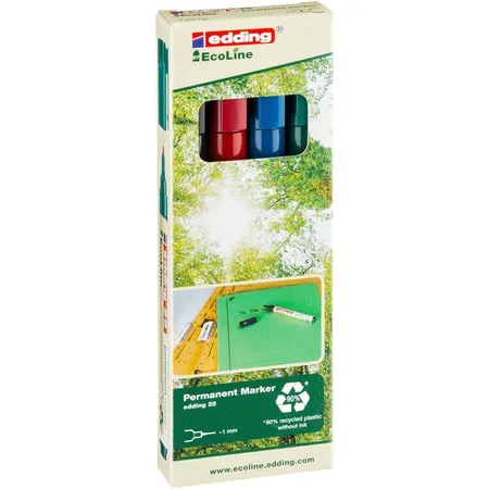 Bild von edding Marker Edding 25 Permanent-Marker Set 4 Stk farb sort 1 mm Filzstift ECO Etui, permanent