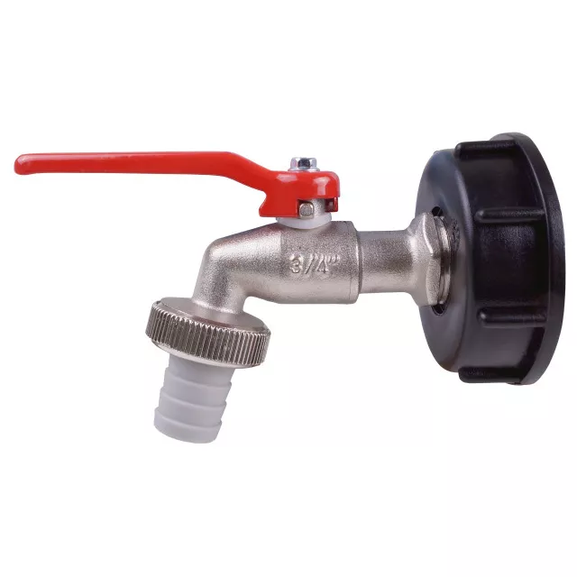 Bild von IBC-Kugelauslaufventil  mit Schlauchverschraubung Messing 3/4"