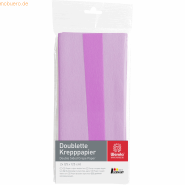 Bild von 10 x Werola Krepppapier Doublette 90g/qm 125x25cm weißlila-lila