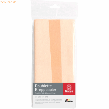 Bild von 10 x Werola Krepppapier Doublette 90g/qm 125x25cm weiß-apricot