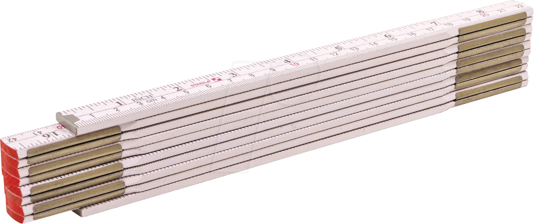 Bild von STABILA Zollstock Type 1607, 2 m, weiß, cm-inch-Skala, hochwertiger Meterstab aus PEFC-zertifiziertem Holz, umschließende Gelenkplatten