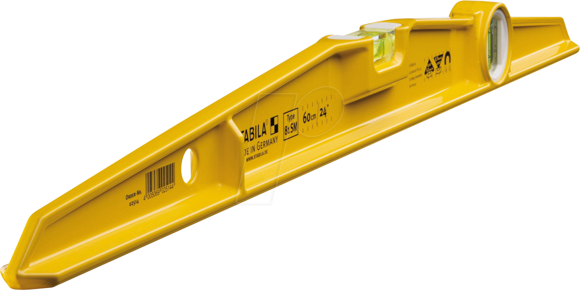 Bild von STABILA Magnet-Wasserwaage Type 81 SM, 60 cm, robustes Alu-Gussprofil, Ferrit-Magnetsystem, 1 Horizontal-Libelle, 1 Vertikal-Libelle, Made in Germany