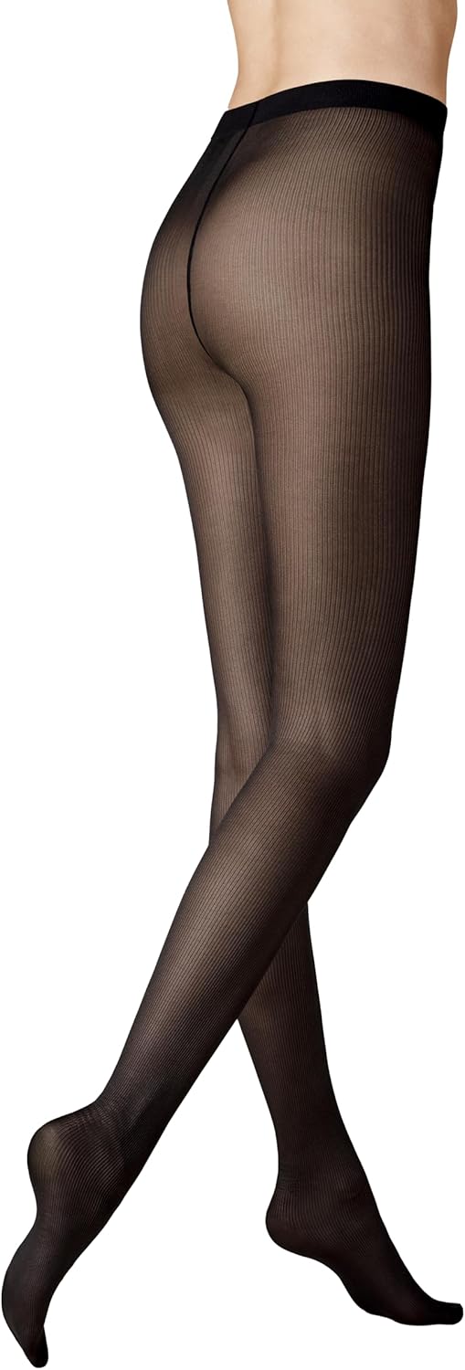 Bild von KUNERT Damen Fine Stripes - 44-46 - Strumpfhose mit Streifen-Muster - Black 0500 (Schwarz)