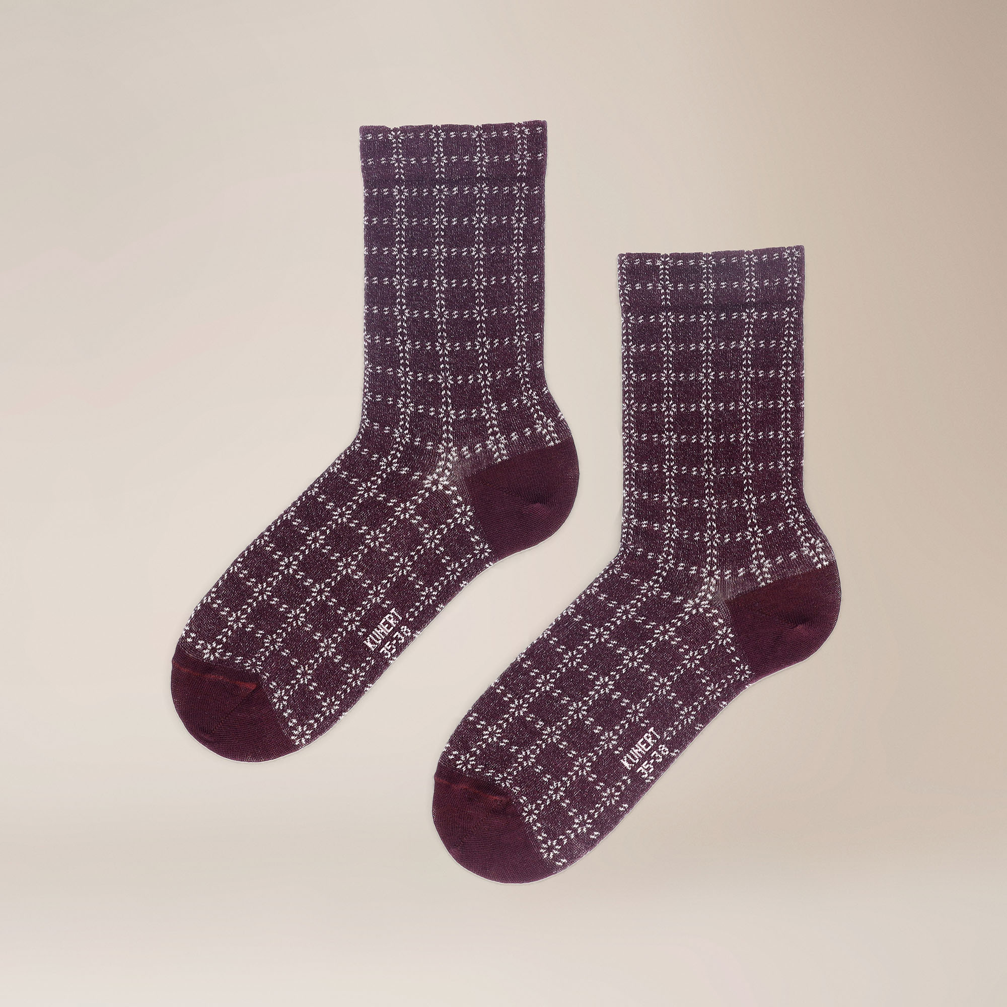 Bild von KUNERT Damen Dots Check - 35-38 - Socken mit modernem Karo-Muster - dark raisin 1640 (Pink/Violett)