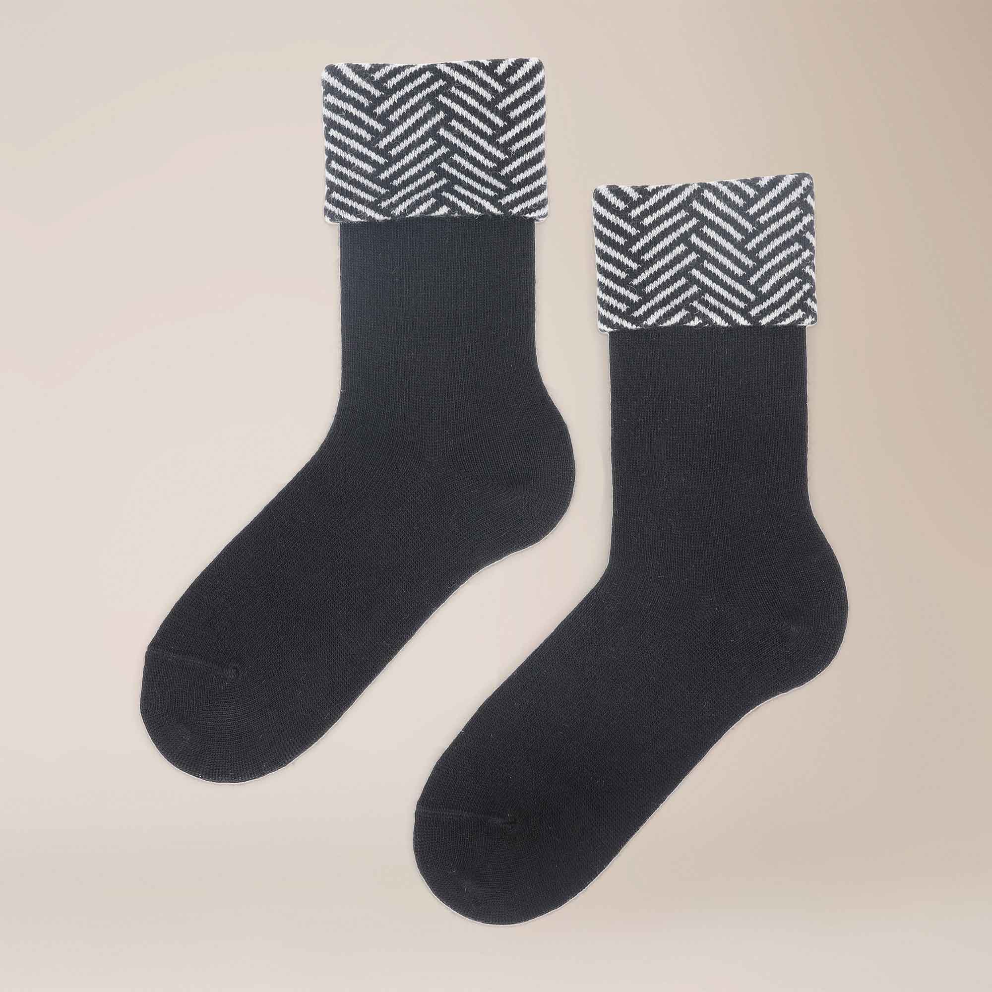 Bild von KUNERT Damen Fold Up - 39-42 - Socken mit gemustertem Umschlagbund - Black 0070 (Schwarz)