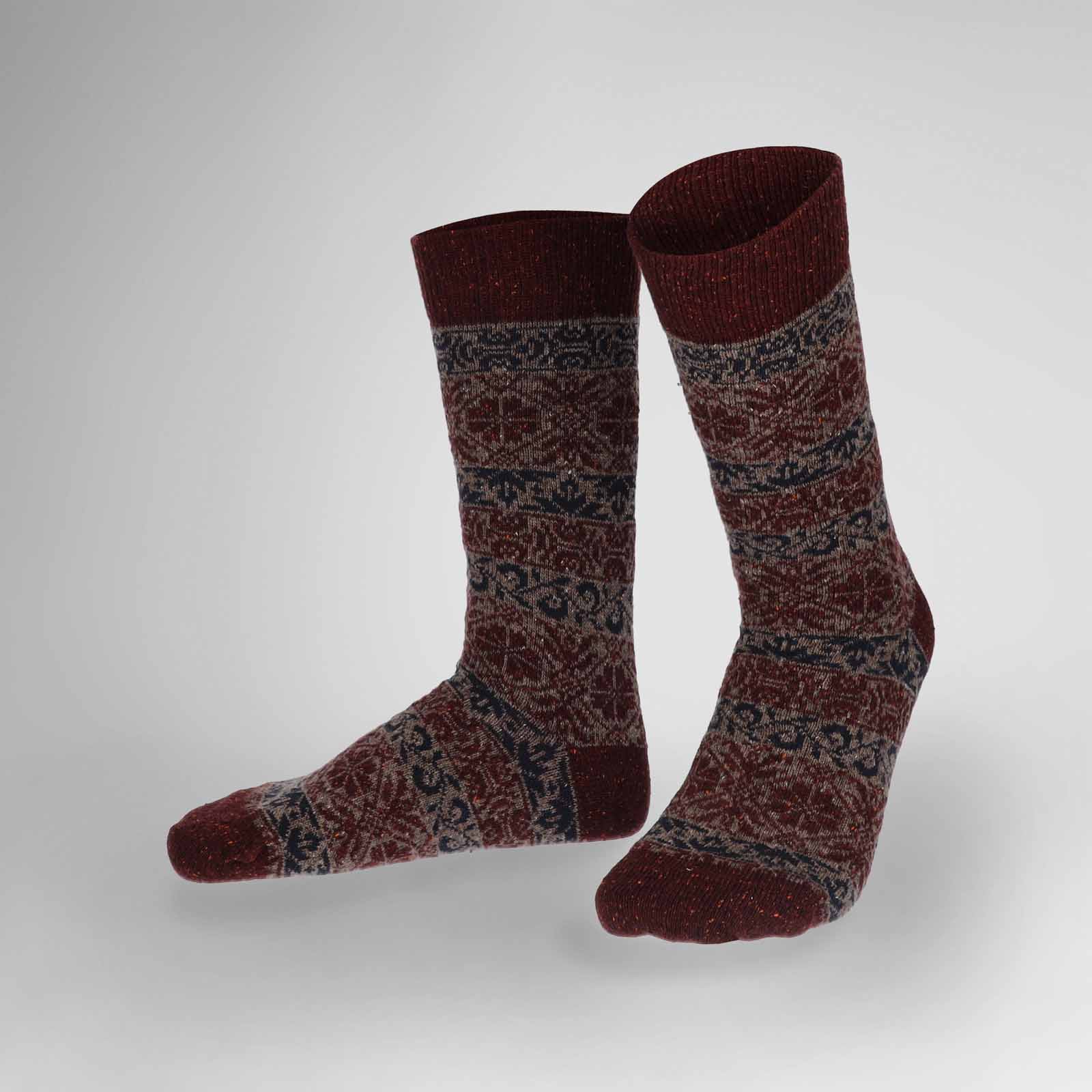 Bild von HUDSON Herren Noble Nordic - 43-46 - Socken mit Norweger-Muster - Wine red 0553 (Rot)